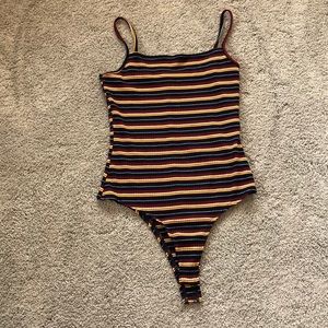 Striped Square Neck Body Suit